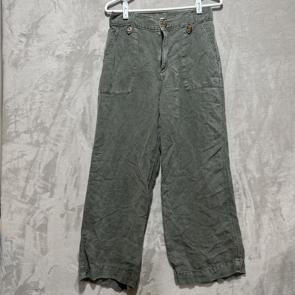 Cynthia Rowley Linen Blend Pants Women's 6 High Rise Wide Leg Pockets
